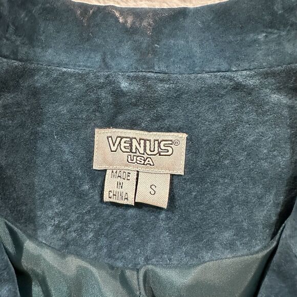 Vintage Venus Genuine Leather Blazer Jacket Women's Small Blue Long Sleeve - Picture 2 of 10